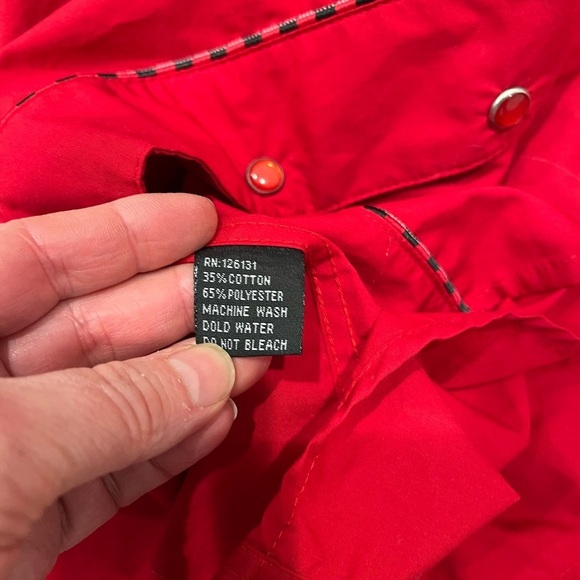 Ace of Diamond Western Cowgirl Red Pearl Snap Shirt Button Embroidery Size L - Picture 10 of 10